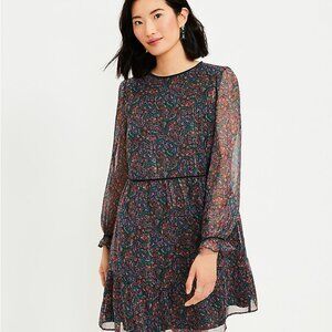 NWT  Shimmer Paisley Velvet Trim Swing Dress